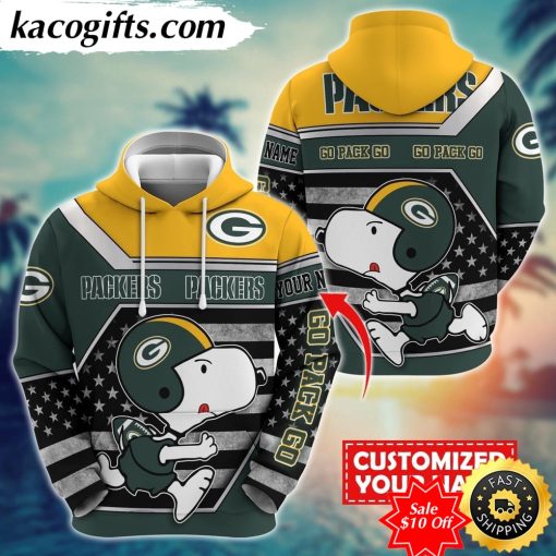 personalized nfl green bay packers hoodie snoopy unisex hoodie