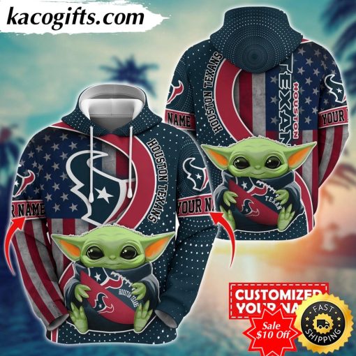 personalized nfl houston texans hoodie baby yoda unisex hoodie for fans