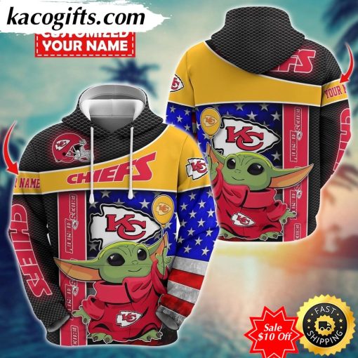 personalized nfl kansas city chiefs hoodie baby yoda unisex hoodie