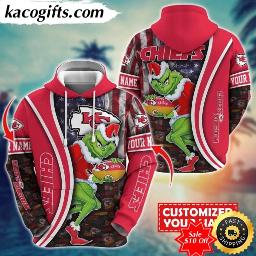 personalized nfl kansas city chiefs hoodie grinch unisex hoodie