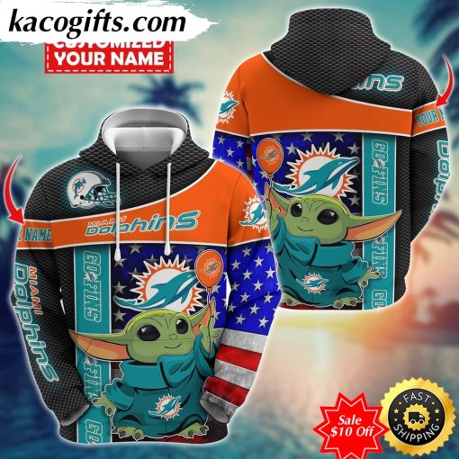 personalized nfl miami dolphins hoodie baby yoda unisex hoodie