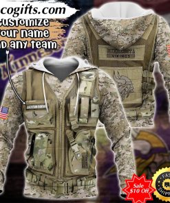 personalized nfl minnesota vikings hoodie camo military hoodie