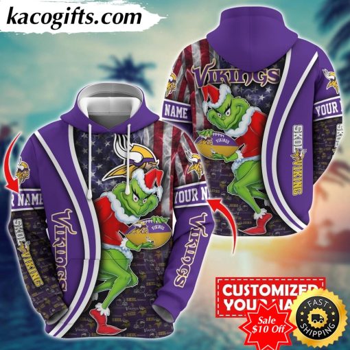 personalized nfl minnesota vikings hoodie grinch unisex hoodie