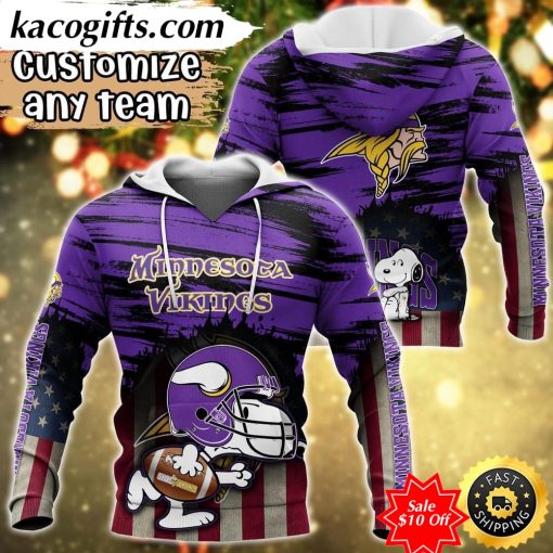 personalized nfl minnesota vikings hoodie snoopy sports hoodie