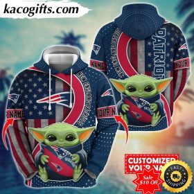personalized nfl new england patriots hoodie baby yoda unisex hoodie for fans
