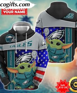 personalized nfl philadelphia eagles hoodie baby yoda unisex hoodie