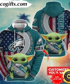 personalized nfl philadelphia eagles hoodie baby yoda unisex hoodie for fans