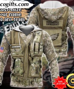 personalized nfl philadelphia eagles hoodie camo military hoodie
