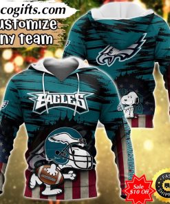 personalized nfl philadelphia eagles hoodie snoopy sports hoodie