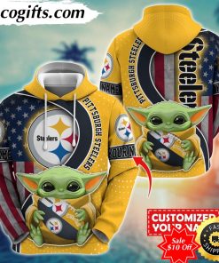 personalized nfl pittsburgh steelers hoodie baby yoda unisex hoodie for fans