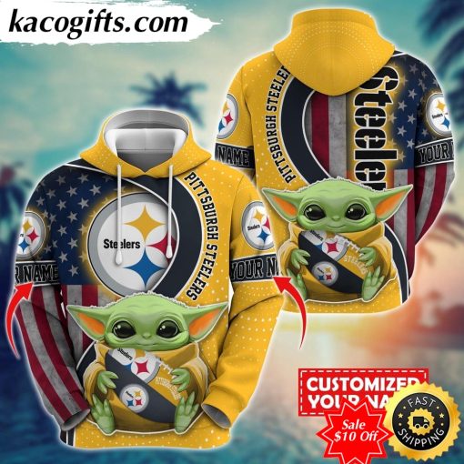 personalized nfl pittsburgh steelers hoodie baby yoda unisex hoodie for fans