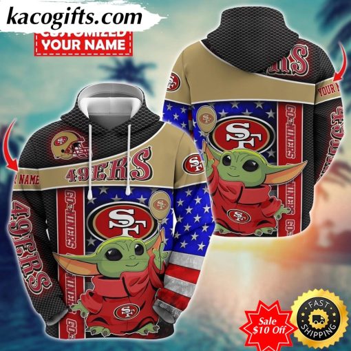 personalized nfl san francisco 49ers hoodie baby yoda unisex hoodie