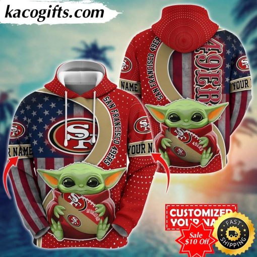 personalized nfl san francisco 49ers hoodie baby yoda unisex hoodie for fans