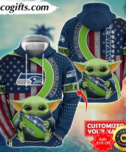 personalized nfl seattle seahawks hoodie baby yoda unisex hoodie for fans