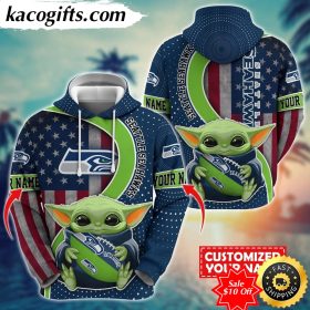 personalized nfl seattle seahawks hoodie baby yoda unisex hoodie for fans