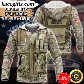 personalized nfl seattle seahawks hoodie camo military hoodie