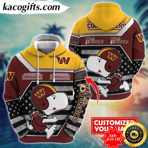 personalized nfl washington commanders hoodie snoopy unisex hoodie