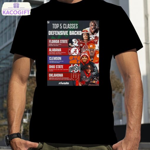 top 5 defensive back classes in 2024 ncaa college football bowl season 2023 2024 poster shirt